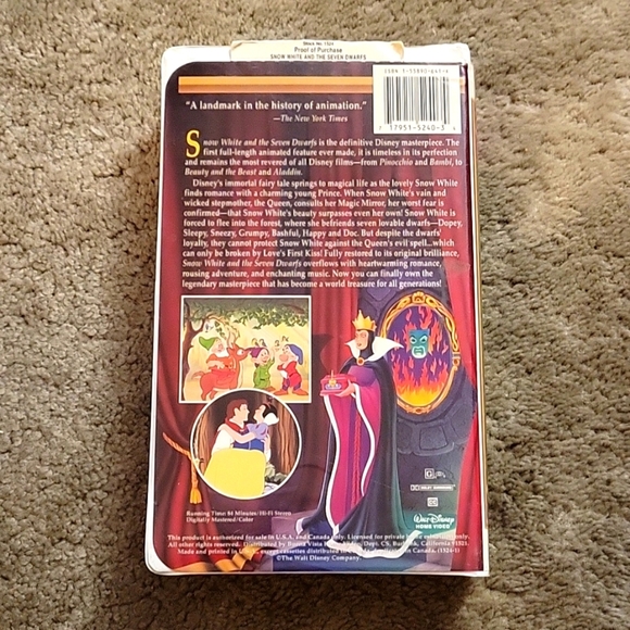 Disney Snow White and the Seven Dwarfs VHS - Picture 2 of 4